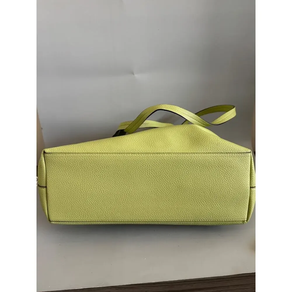 Nanette Lepore Green Shoulder Bag Tote Gold Hardware Front Zip Pocket Pastel